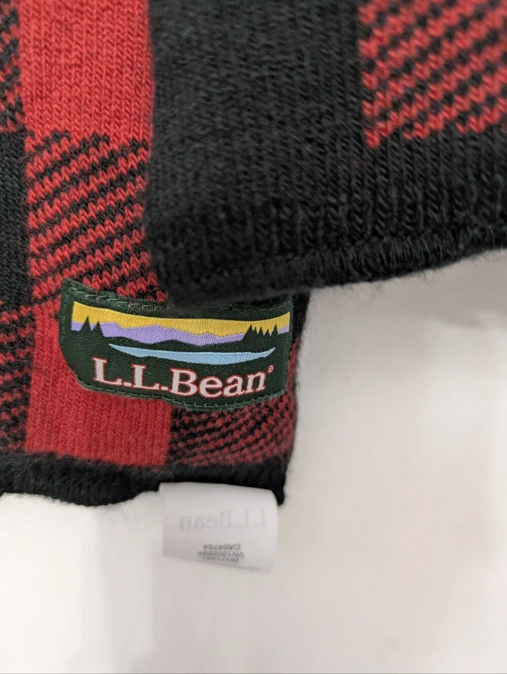 L.L.Bean Reversible Buffalo Plaid Logo Winter Scarf
